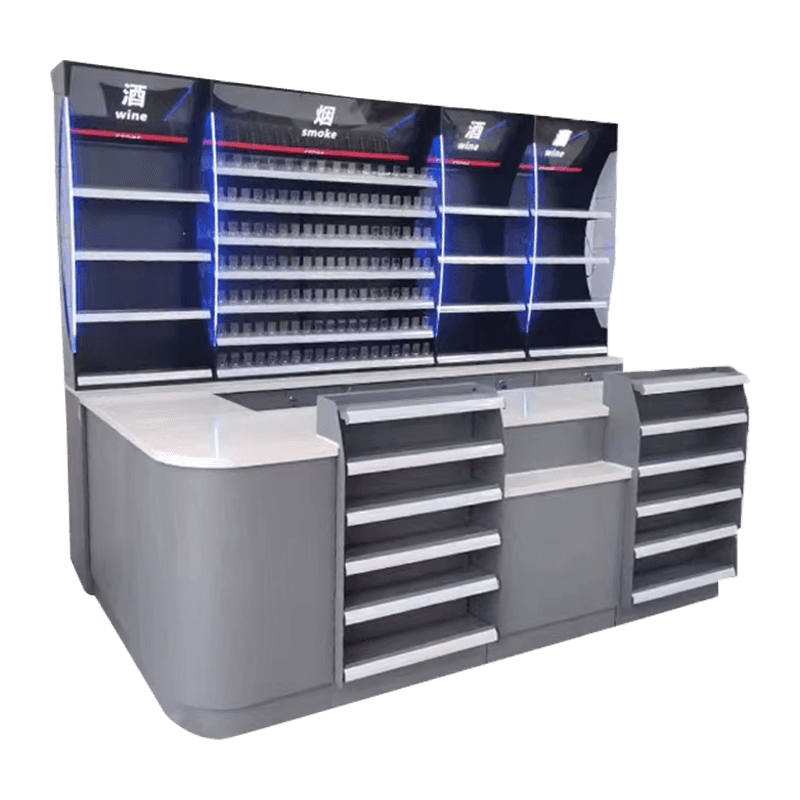 Älykäs lähikaupan kassan näyttökaappi